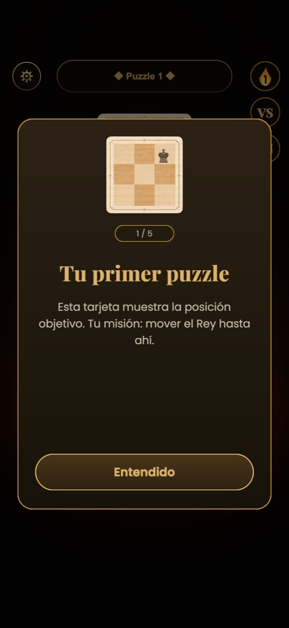 Your first puzzle: move the king to the target